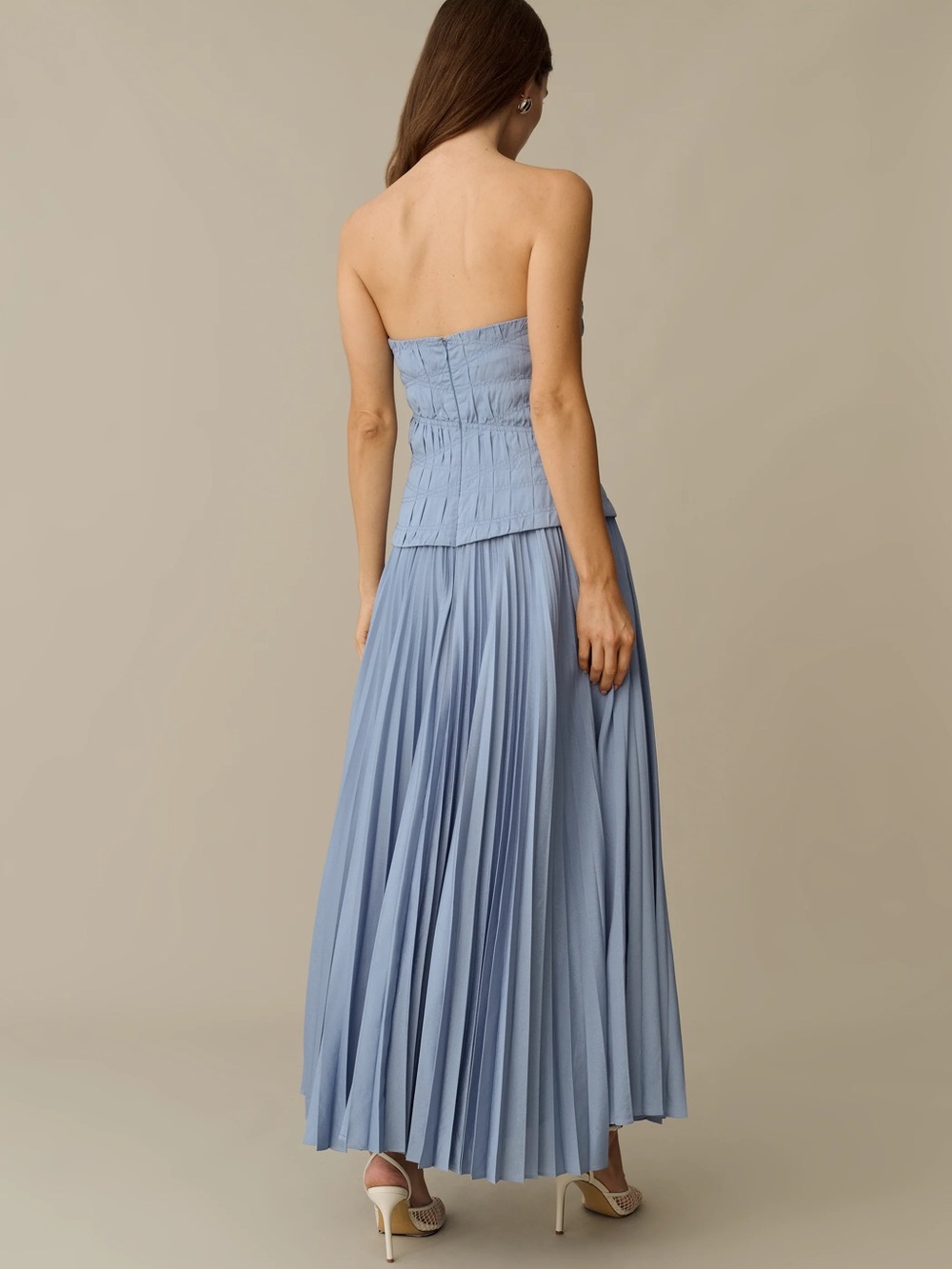 Few Moda o.p.t. Ada Strapless Pleated Maxi Dress in Light Blue - Picture 3 of 3